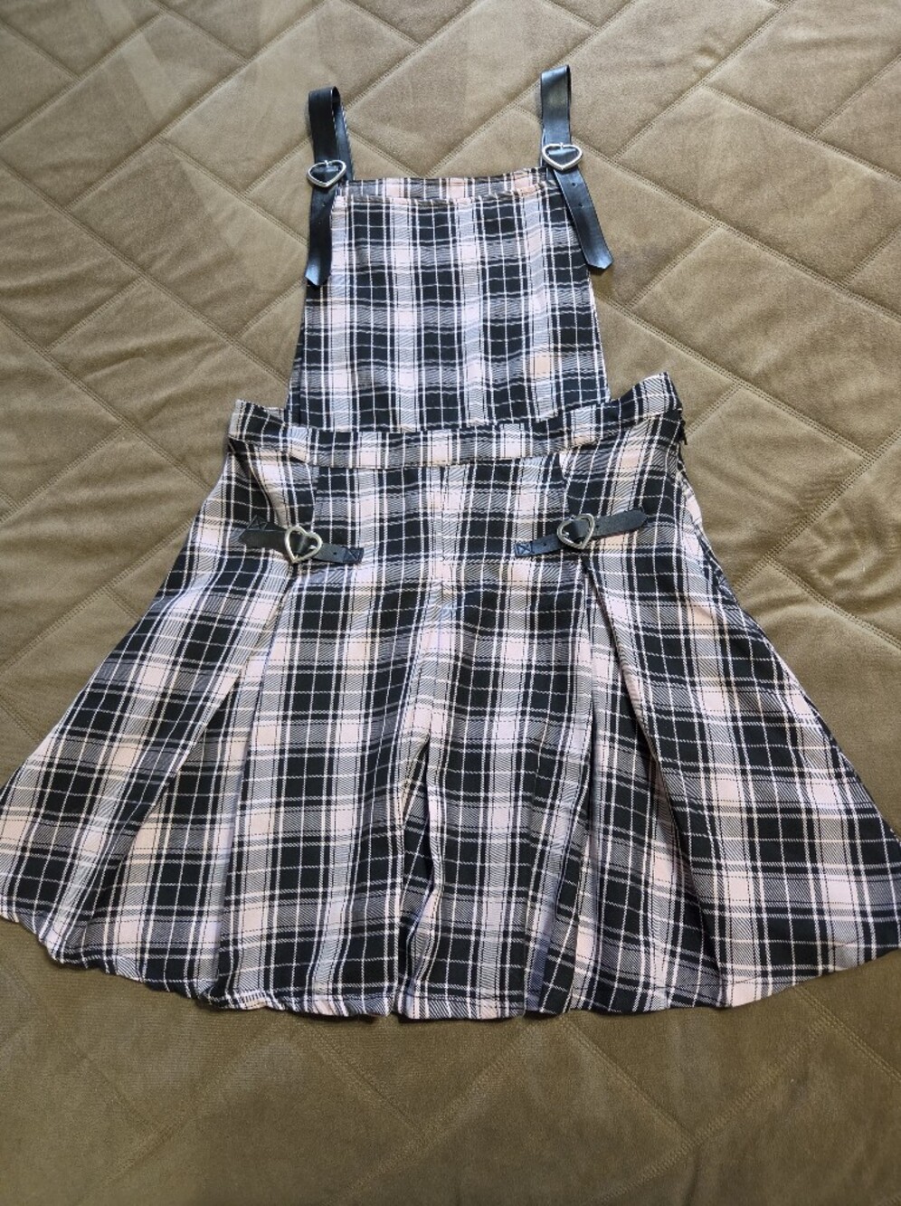 Hot Topic Pink and Black Chic In Style Plaid Pinafore Dress. Sz L - Picture 8 of 8